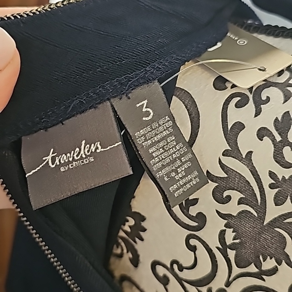 Chicos sz 3 Travelers embroidered neck band dress India Ink sz 16 new with tags - Picture 7 of 12